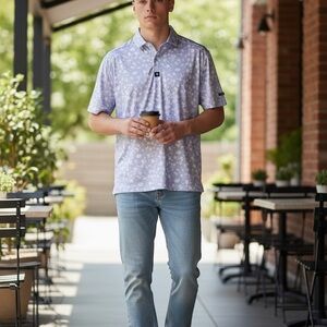 Bad Birdie Lavender Floral Polo